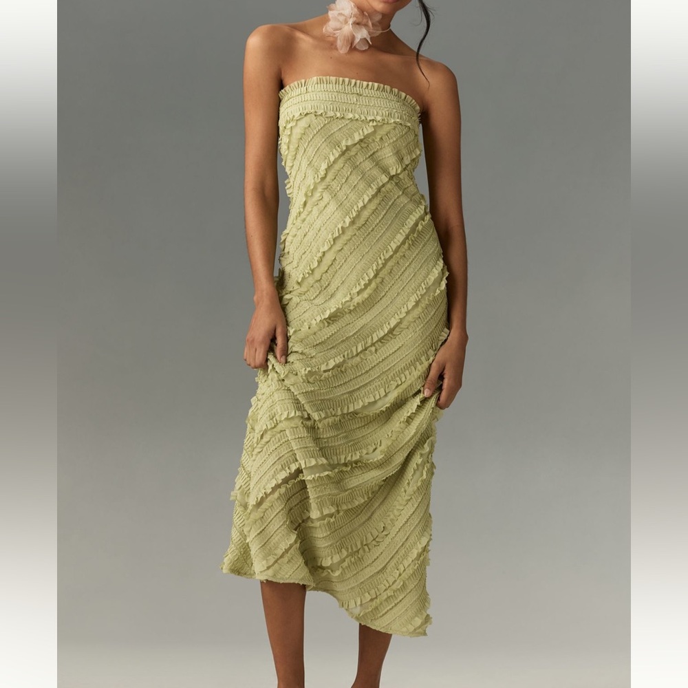 Endless Rose Strapless Textured Column Midi Dress